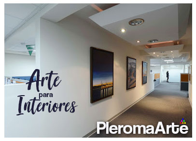 Apreciamos cuadros para oficinas diseñados en la oficina de la empresa ausenco, se aprecia el logo de la galería de arte decorarte de pleroma arte