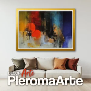 Cuadros abstractos modernos "Tendencia Elegante" con marco dorado, agregando un toque de lujo y distinción. Galería de Arte Pleroma Arte.