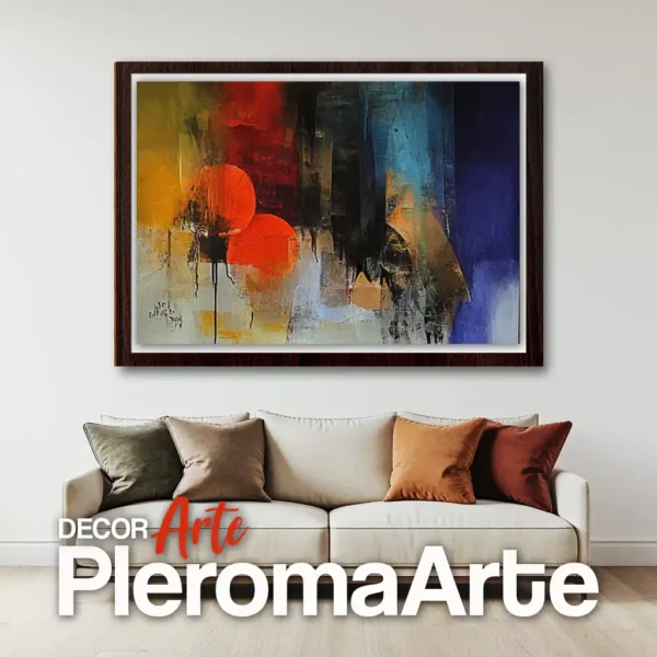 Cuadros abstractos modernos "Tendencia Elegante" con marco nogal, resaltando su estilo clásico y sofisticado. Galería de Arte Pleroma Arte.