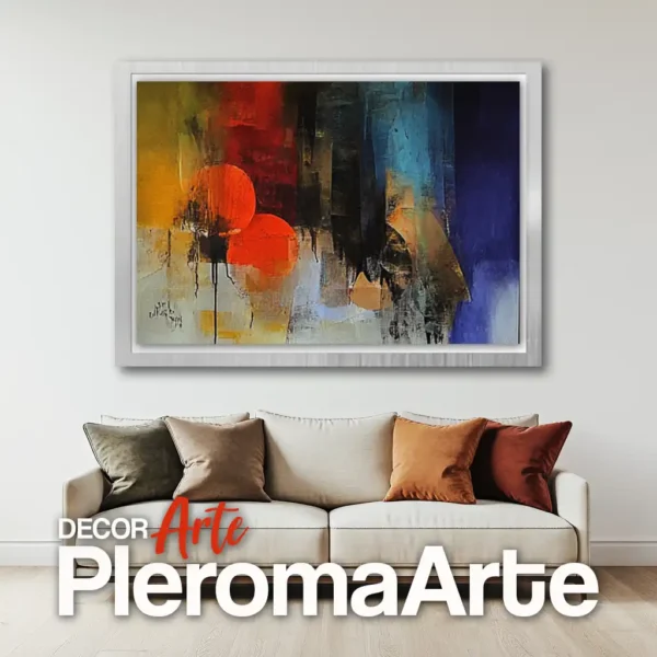 Cuadros abstractos modernos "Tendencia Elegante" con marco plateado, aportando un toque moderno y elegante. Galería de Arte Pleroma Arte.