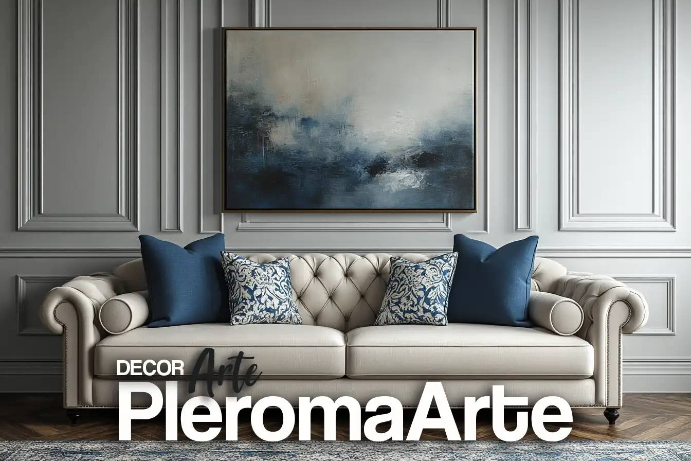 Observamos un hermoso cuadro azul perteneciente a la serie de cuadros decorativos en venta este 2025 en Pleroma Arte