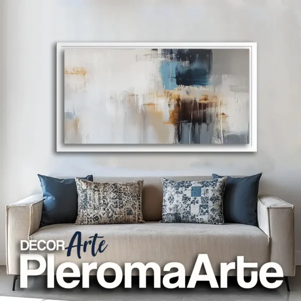 Cuadros elegantes "Reflejo Profundo" con marco blanco, una obra abstracta de Pleroma Arte que transmite sofisticación y equilibrio a través de su composición armoniosa. 