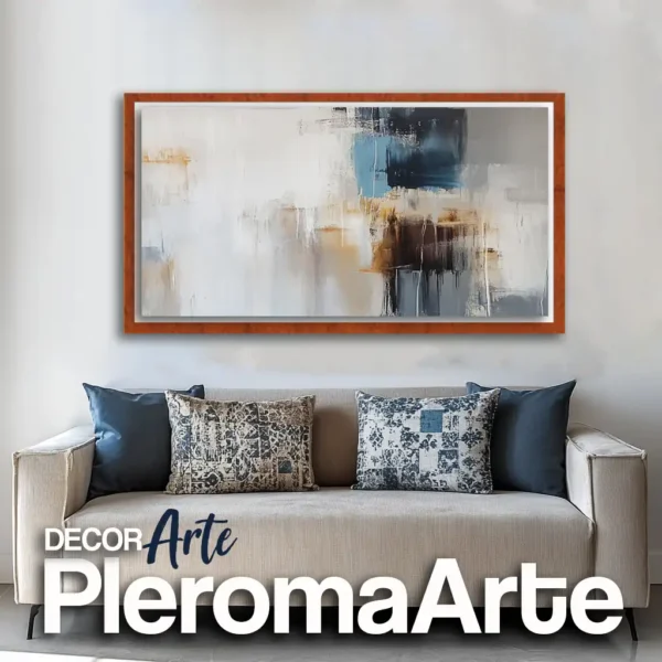 Cuadros elegantes "Reflejo Profundo" con marco de cedro, una obra abstracta de Pleroma Arte que transmite sofisticación y equilibrio a través de su composición armoniosa. 