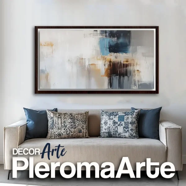 Cuadros elegantes "Reflejo Profundo" con marco de nogal, una obra abstracta de Pleroma Arte que transmite sofisticación y equilibrio a través de su composición armoniosa. 
