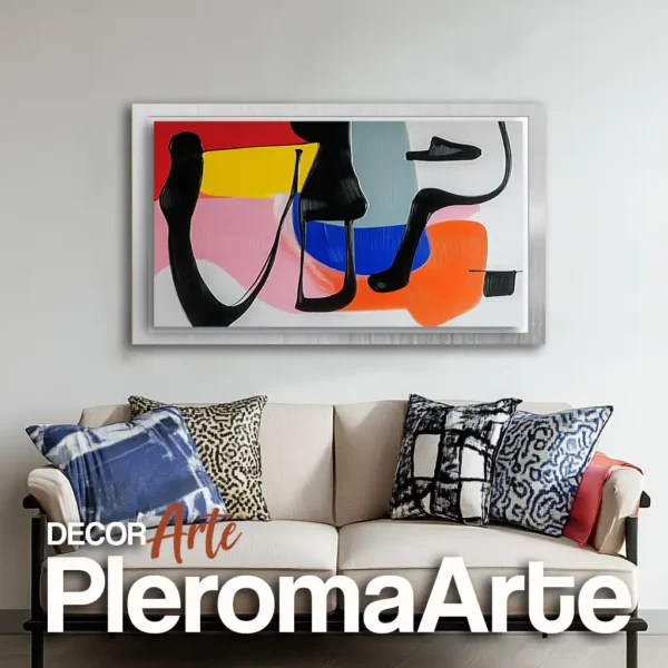 Cuadros para sala Armonía de Color con marco plateado, un toque moderno y versátil para cualquier espacio.