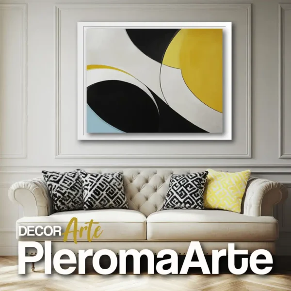 Cuadros para sala "Dulce Amanecer" con marco blanco, aportando luminosidad y equilibrio.