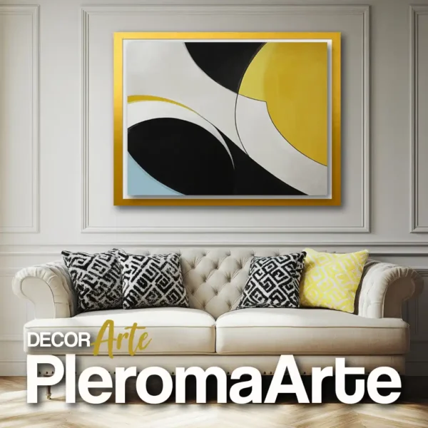 Cuadros para sala "Dulce Amanecer" con marco dorado, agregando un toque de lujo y distinción.