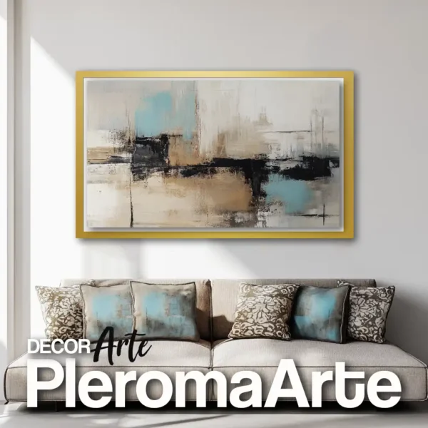 Cuadros para sala "Paz Interior" con marco champagne, aportando suavidad y equilibrio.