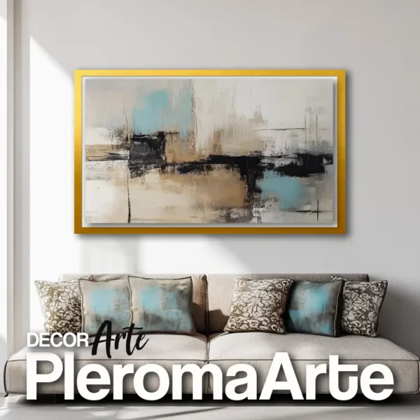 Cuadros para sala "Paz Interior" con marco dorado, agregando un toque de lujo y sofisticación