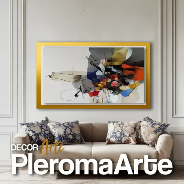 Cuadros modernos para sala "Florece el Amor" con marco dorado, agregando un toque de lujo y sofisticación.