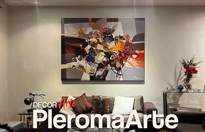 Vemos cuadros para sala en la página de la galería de arte Pleroma Arte especializada en la venta de cuadros para sala