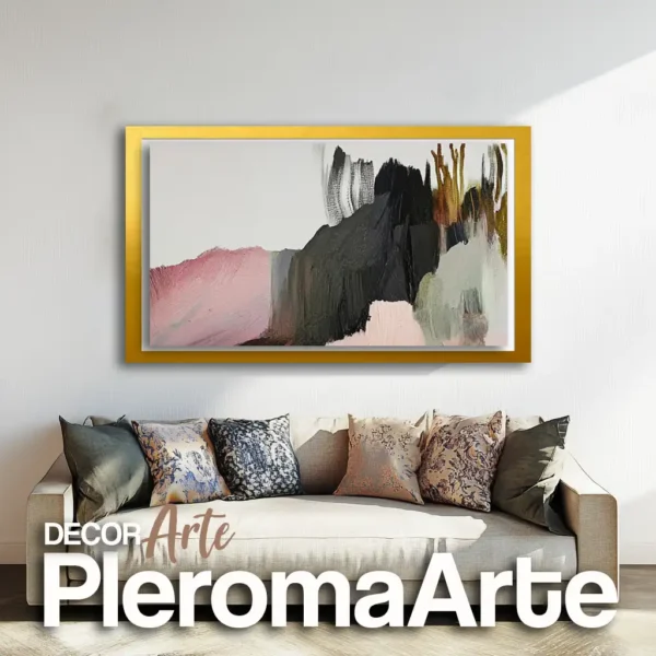 Cuadros para sala "Primavera" con marco dorado, añadiendo un toque de lujo y sofisticación.