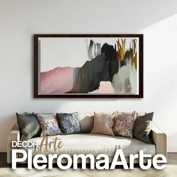 Cuadros para sala "Primavera" con marco nogal, una combinación de elegancia y estilo clásico.