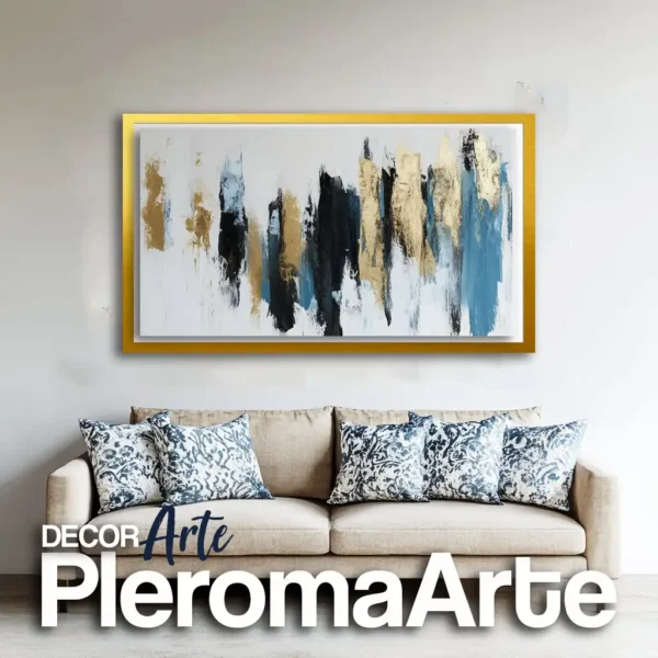 Cuadros para sala "Refugio de Calma" con marco plateado, un diseño moderno y sofisticado.