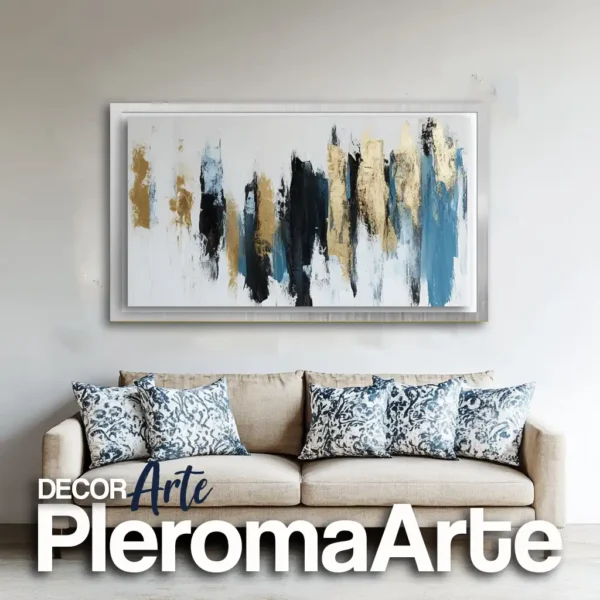 Cuadros para sala "Refugio de Calma" con marco plateado, un diseño moderno y sofisticado.