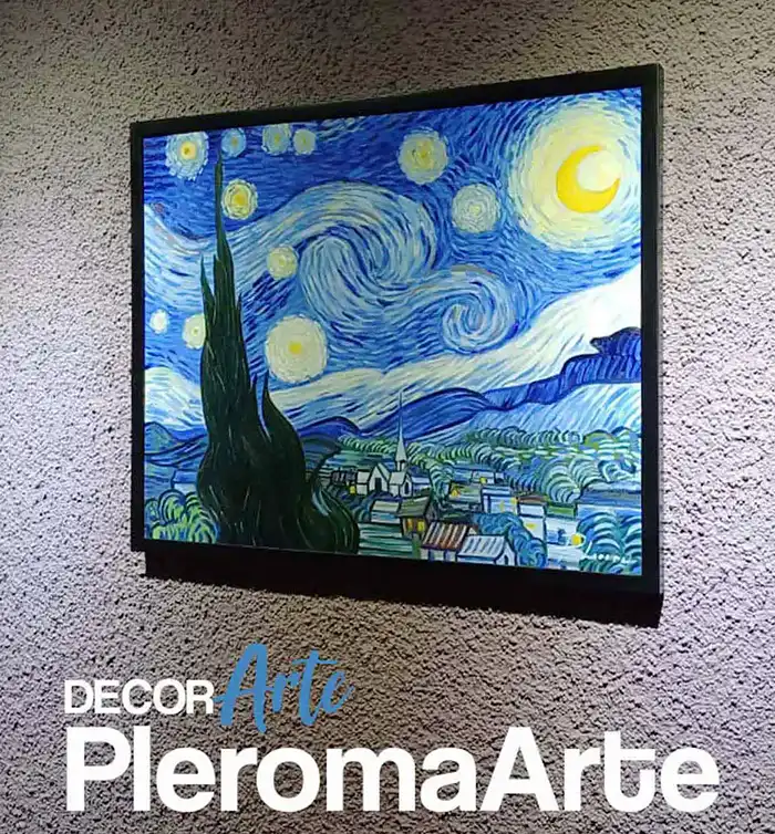 Observamos una pintura abstracta, una reproducción de la pintura al óleo del gran Vincent Van Gohj que el staff de artistas de la galería de arte Pleroma Arte ha creado