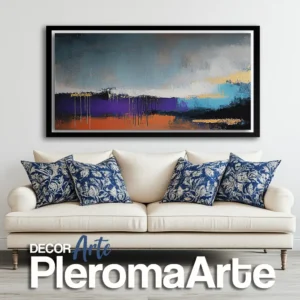 Pinturas abstractas "Alma de Atardecer" con marco negro, resaltando el contraste y la profundidad de los tonos vibrantes. Galería de Arte Pleroma Arte.