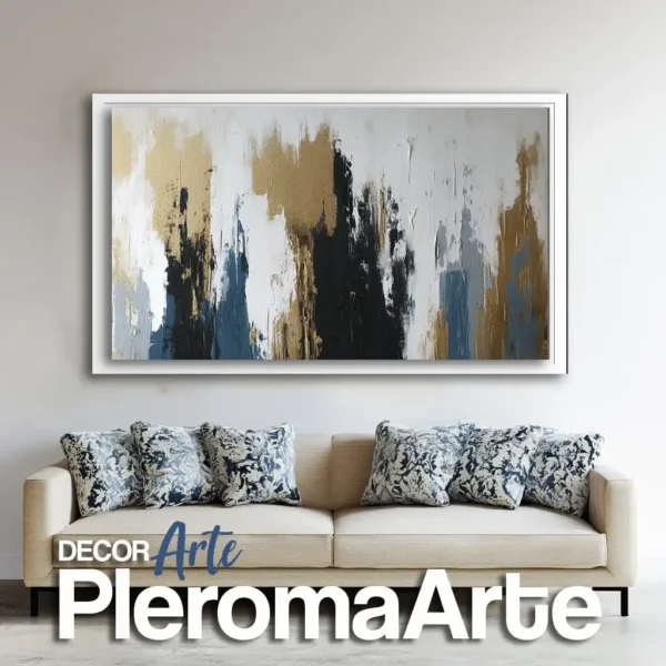 Pinturas abstractas "Solar" con marco blanco, resaltando su luminosidad y equilibrio. Galería de Arte Pleroma Arte.