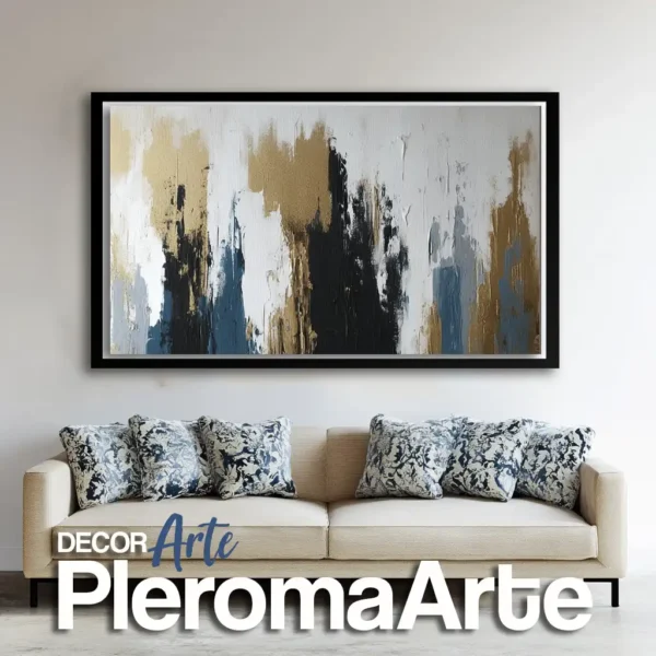 Pinturas abstractas "Solar" con marco negro, intensificando los contrastes y la profundidad. Galería de Arte Pleroma Arte.