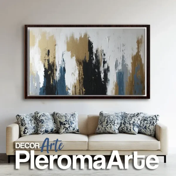 Pinturas abstractas "Solar" con marco nogal, resaltando su profundidad y sofisticación. Galería de Arte Pleroma Arte.