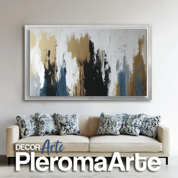 Pinturas abstractas "Solar" con marco plateado, resaltando su modernidad y profundidad. Galería de Arte Pleroma Arte.