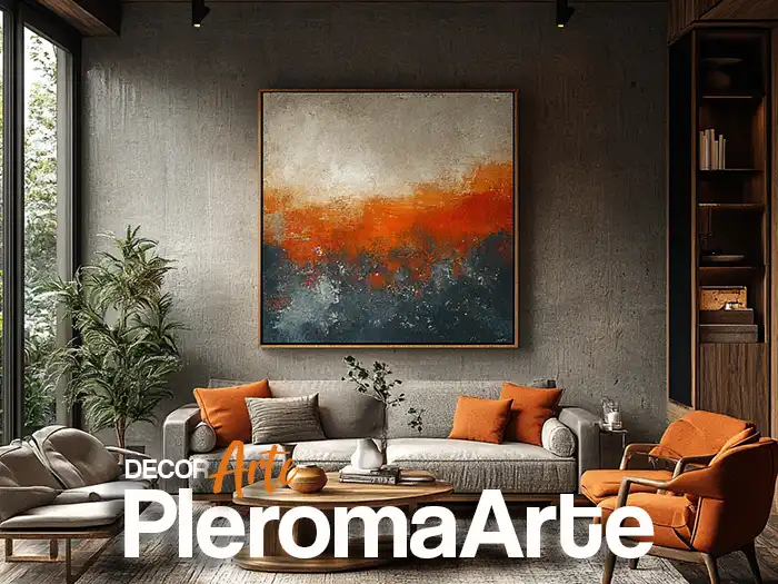 Observamos pinturas para salas y comedores en la sección de venta de cuadros para sala de la galería de arte pleroma arte