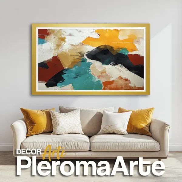 Venta de cuadros "Sol Interior" con marco champagne, aportando suavidad y equilibrio.
