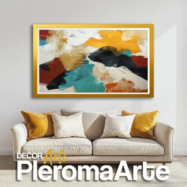 Venta de cuadros "Sol Interior" con marco dorado, agregando un toque de lujo y sofisticación