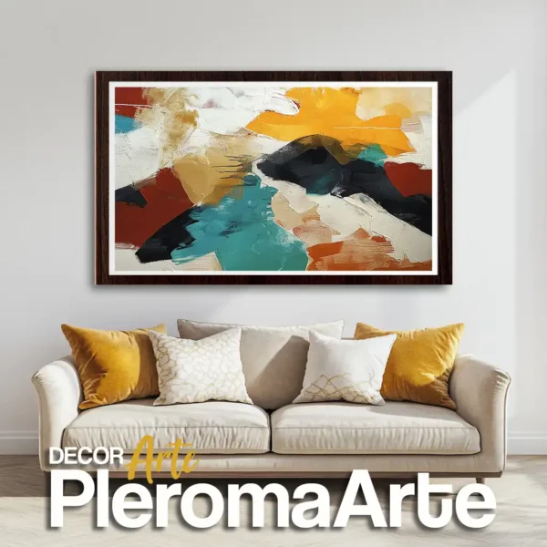 Venta de cuadros "Sol Interior" con marco nogal, combinando calidez y estilo clásico.