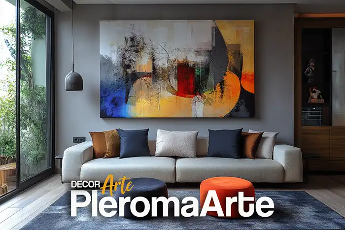 La Abstracción cuadros es una expresión artística llena de color y expresión como podemos ver en la imagen de la sección de venta de pinturas abstractas de la galería de arte pleroma arte