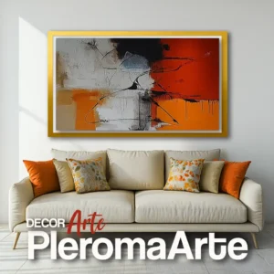 Galería de Arte Pleroma Arte - Cuadros modernos "Cálido Abrazo" con marco dorado, resaltando su elegancia y luminosidad.