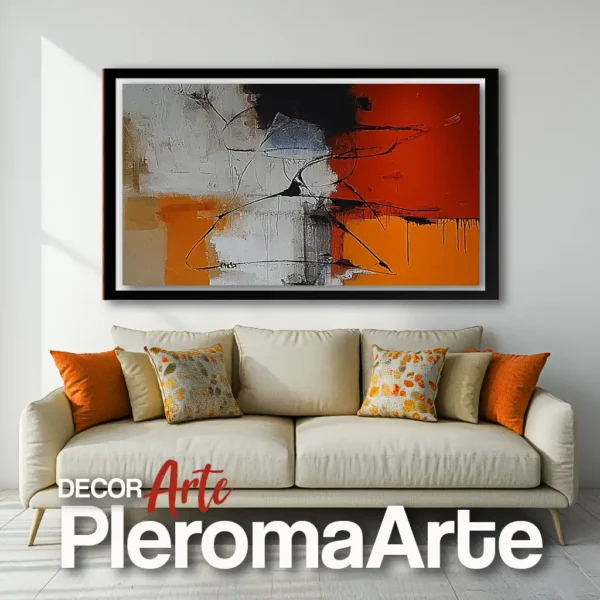 Alt text: Galería de Arte Pleroma Arte - Cuadros modernos "Cálido Abrazo" con marco negro, intensificando su contraste y profundidad.