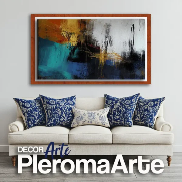 Galería de Arte Pleroma Arte - Cuadros modernos "Destello de Luz 2" con marco de cedro, resaltando su calidez y naturalidad.