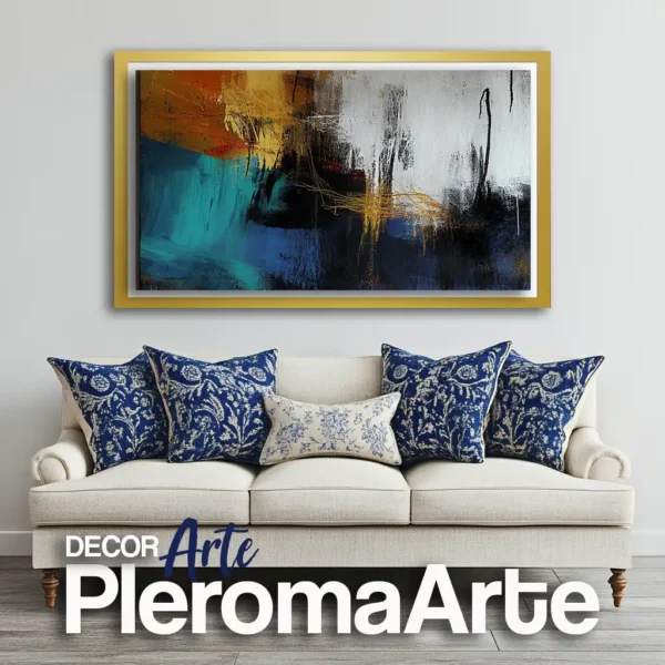 Galería de Arte Pleroma Arte - Cuadros modernos "Destello de Luz 2" con marco champagne, transmitiendo suavidad y equilibrio.