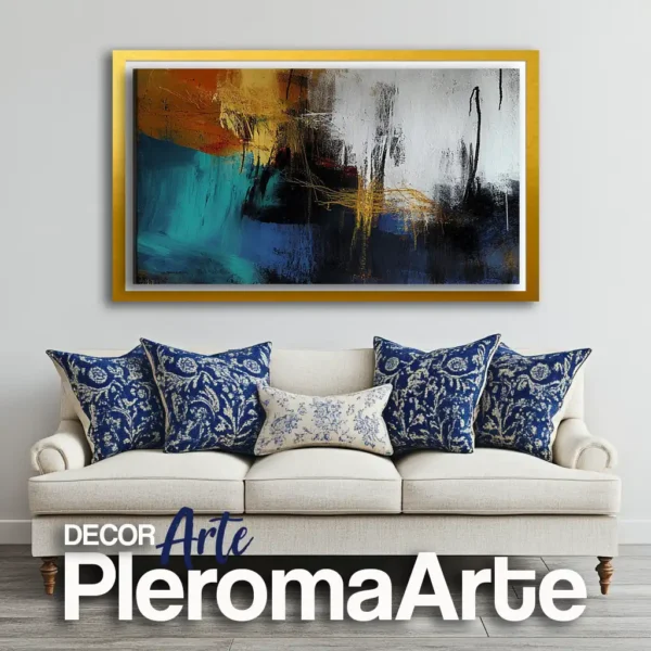 Galería de Arte Pleroma Arte - Cuadros modernos "Destello de Luz 2" con marco dorado, resaltando su elegancia y sofisticación.
