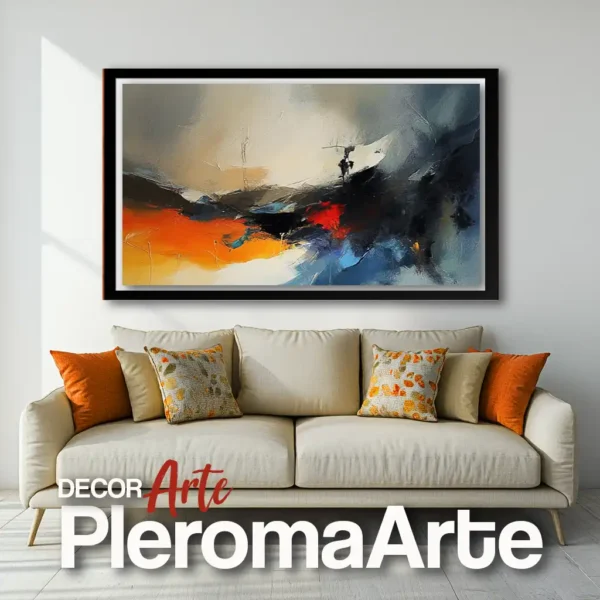 Galería de Arte Pleroma Arte - Cuadros modernos "Horizonte de Luz 2" con marco negro, intensificando su contraste y profundidad.