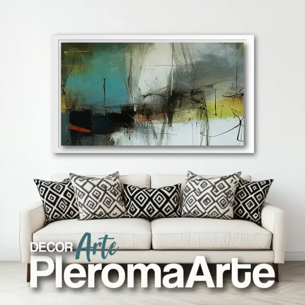 Cuadros modernos "Paisaje Abstracto" con marco blanco, resaltando su luminosidad y frescura.