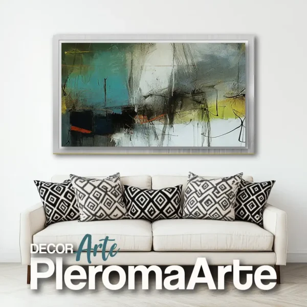 Cuadros modernos "Paisaje Abstracto" con marco plateado, resaltando su estilo contemporáneo