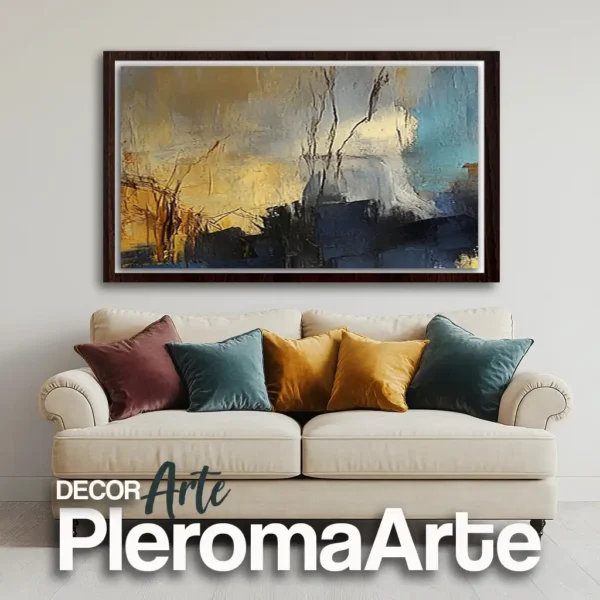 Galería de Arte Pleroma Arte - Cuadros modernos "Paisaje de Luz" con marco nogal, resaltando su profundidad y sofisticación.