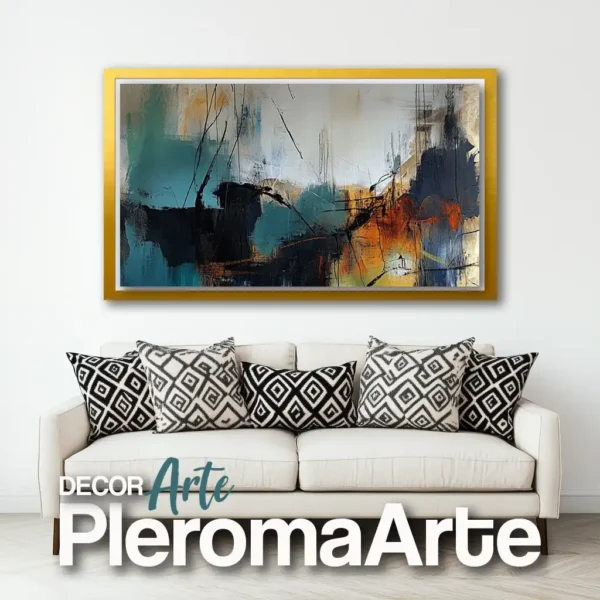 Galería de Arte Pleroma Arte - Cuadros modernos "Sunset" con marco dorado, resaltando su calidez y sofisticación.