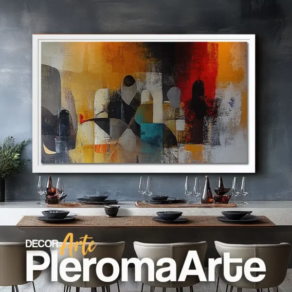 Galería de Arte Pleroma Arte - Cuadros para comedor "Paisaje Sagrado" con marco blanco, resaltando su luminosidad y frescura.