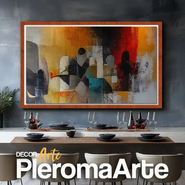 Galería de Arte Pleroma Arte - Cuadros para comedor "Paisaje Sagrado" con marco de cedro, resaltando su calidez y naturalidad.