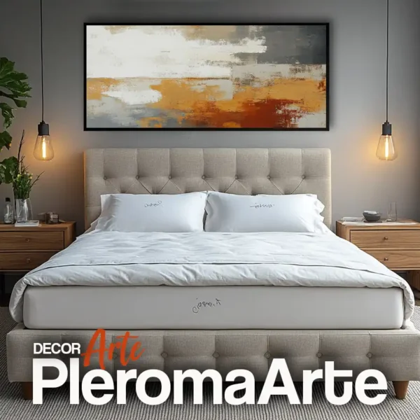 Galería de Arte Pleroma Arte - Cuadros para dormitorio "Calma Solar" con marco negro, intensificando su contraste y profundidad.
