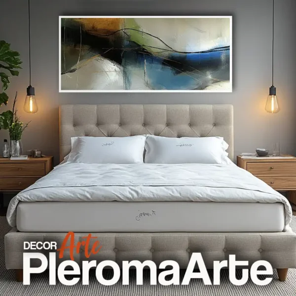 Galería de Arte Pleroma Arte - Cuadros para dormitorios "Fluir en Calma" con marco blanco, resaltando su luminosidad y frescura.
