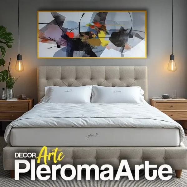 Galería de Arte Pleroma Arte - Cuadros para dormitorios "Paz Eterna" con marco dorado, destacando su elegancia y calidez.