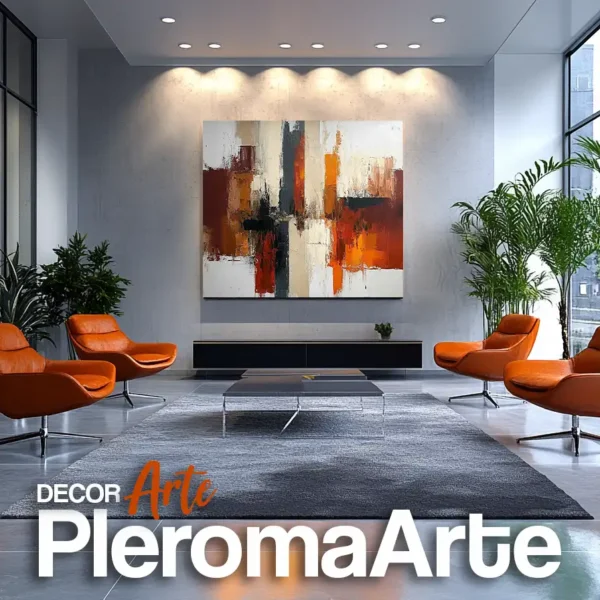 Galería de Arte Pleroma Arte - Cuadros para oficinas "Elegante Armonía" con marco dorado, resaltando su elegancia y modernidad.