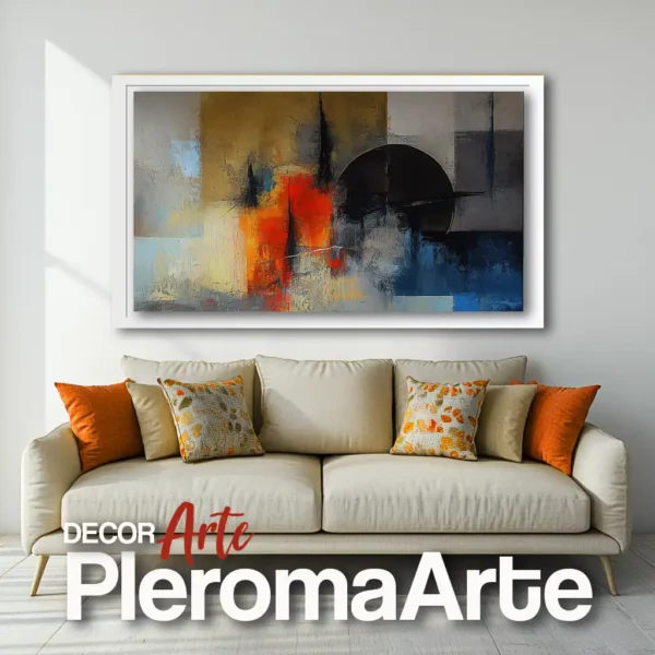 Pinturas al óleo "Atracción Solar" con marco blanco, resaltando su luminosidad y contraste. Galería de Arte Pleroma Arte.