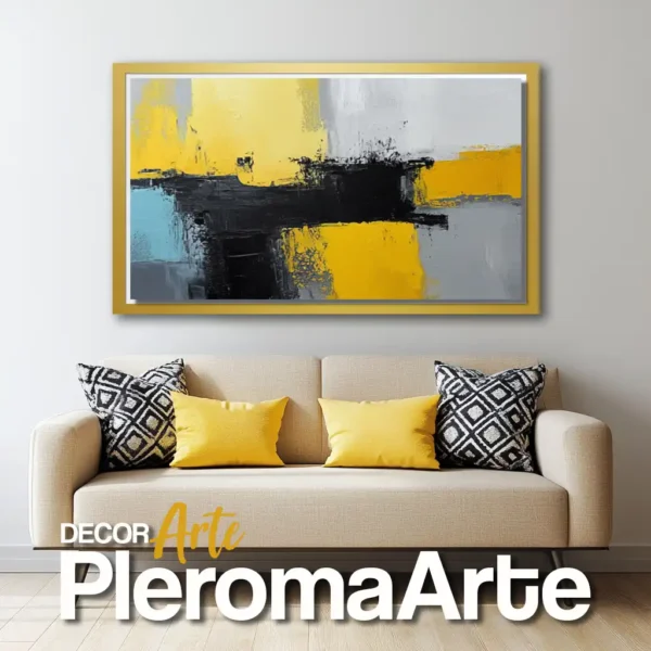 Pinturas al óleo "Luz del Sol" con marco champagne, agregando equilibrio y distinción. Galería de Arte Pleroma Arte.