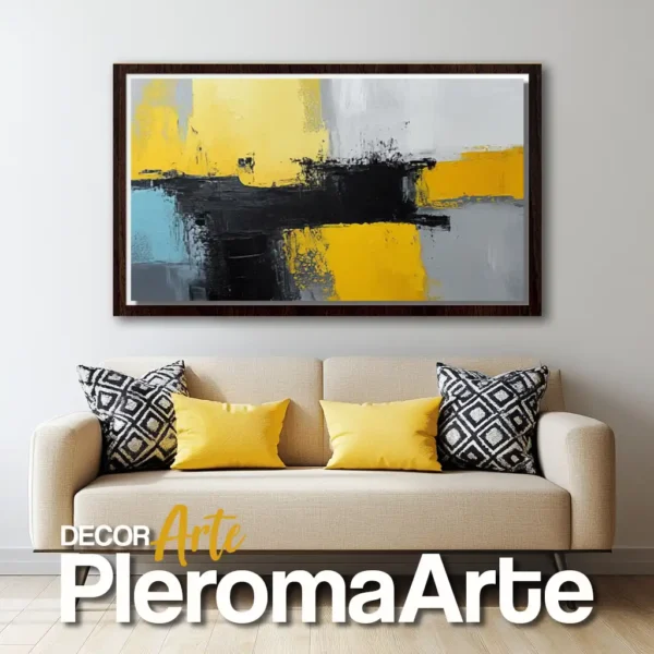 Pinturas al óleo "Luz del Sol" con marco nogal, resaltando su profundidad. Galería de Arte Pleroma Arte.