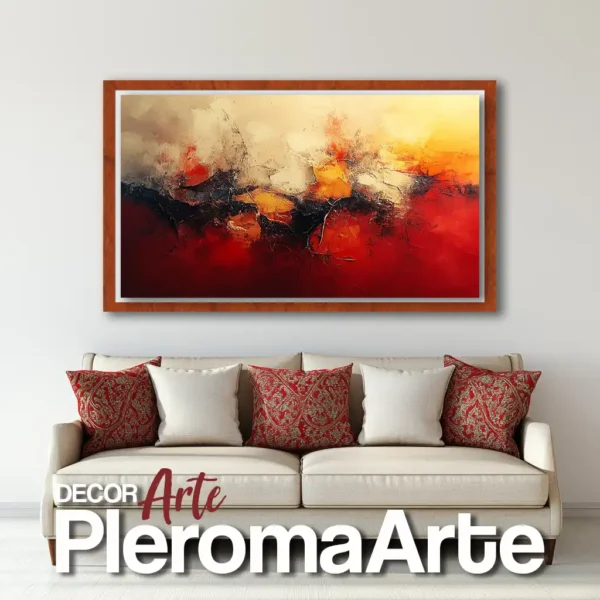 Pinturas al óleo "Rojo Carmesí", Galería de Arte Pleroma Arte con marco de cedro, resaltando su naturalidad.